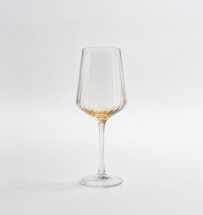 Copas de vino Aurea de cristal estriado con base dorada, set de 4