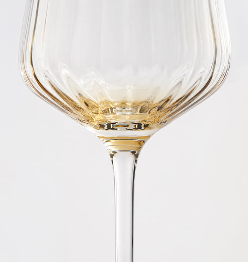 Copas de vino Aurea de cristal estriado con base dorada, set de 4