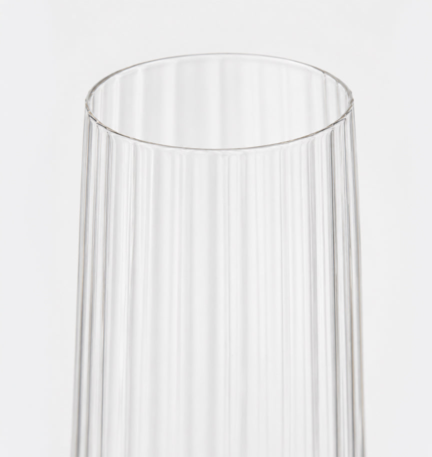 Copas de champagne Aurea de cristal estriado con base dorada, set de 4