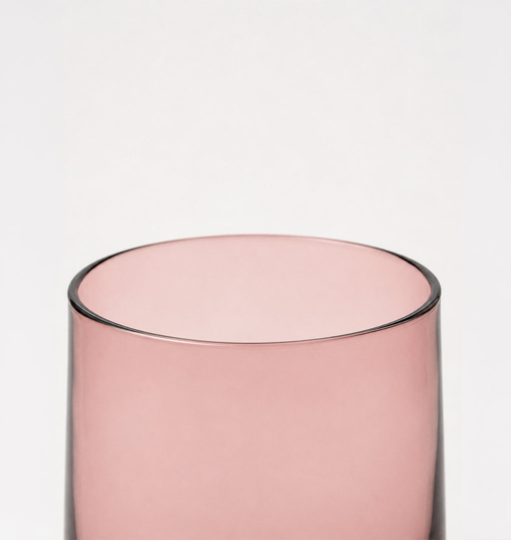 Vasos Amelie en acabado cristalino rosado, set de 4